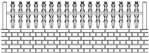 Drawing wall extension 600mm high, 11-spiked