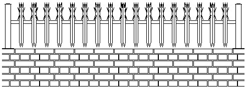Drawing wall extension 600mm high, 7-spiked